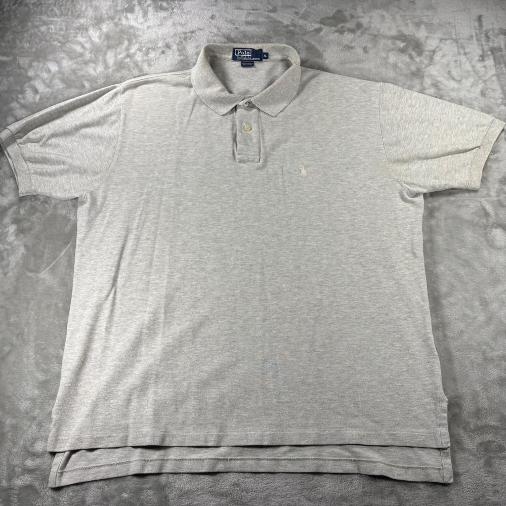 Polo Ralph Lauren Mens XL Gray Cotton Pique Short Sleeve Pony Logo Polo Shirt